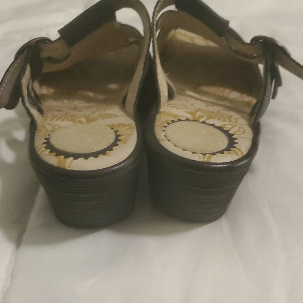 Fly London Black Leather Mules with Dual Buckles - Picture 5 of 13